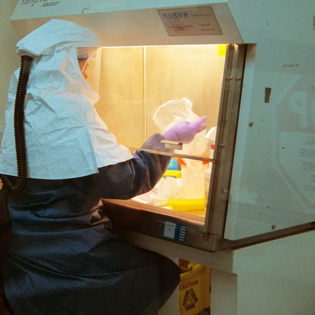 Изучение живучести коронавируса на различных поверхностях в специальном шкафе